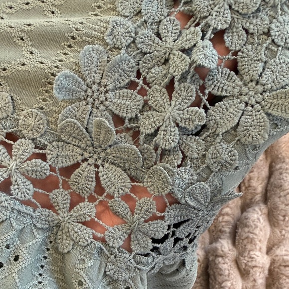 CUPSHE Sage Green Eyelet Mini Dress Size Large - Picture 14 of 14